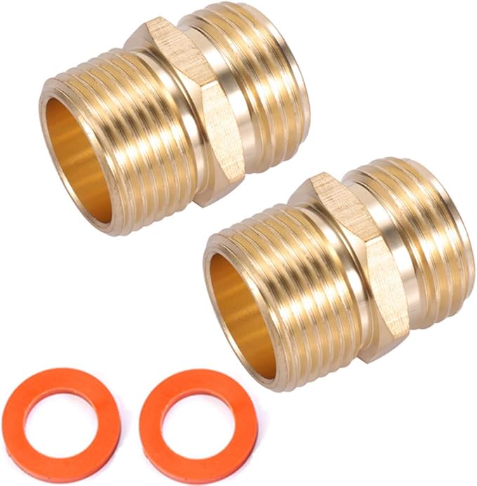 3/4”GHT Male x 3/4”NPT Male Connector,Brass Garden Hose Adapter,Brass Garden Hose to Pipe NPT Fitting Connect,Double Male Thread Size GHT 3/4 x 3/4 NPT 2pcs