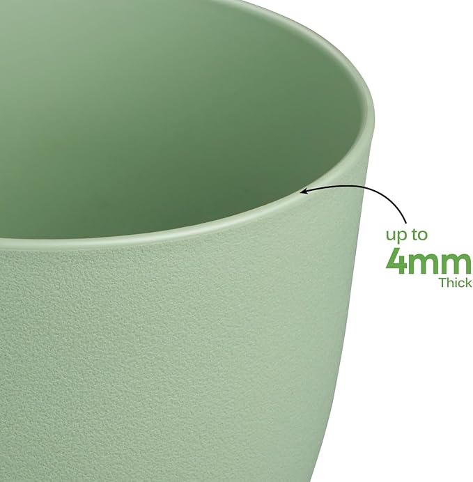 Plant Pots 8 Inch Set of 4, Flower Pots with Multi Mesh Drainage Holes, Planters for Indoor Outdoor Garden Plants and Flowers(Green)