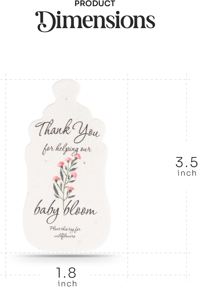 Baby Bottle Shaped Seed Paper – 5 Pink Baby Shower Favors for Guests with Wildflower Seeds, Writable & Plantable, Gender Reveal, Birthday Gifts for Guest