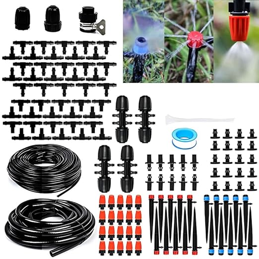 200-Foot Professional Drip Irrigation System Kit - Greenhouse & Patio Micro Watering Solution with Adjustable Nozzles & Quick-Connect Fittings, Dual-Size Tubing (1/4" & 1/2")