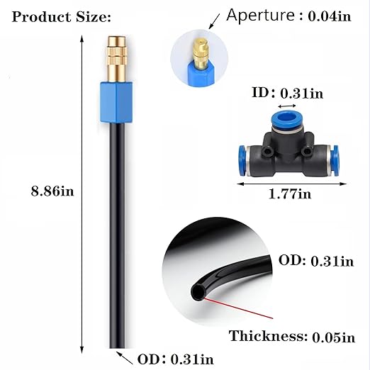 Atomizing kit,82FT 360 Degree Adjustable Copper Sprayer atomizing System,9/12mm(ID/OD) trubing Watering Plant Devices Nozzle Emitters Sprinkler Pneumatic Fittings Connection. (15)
