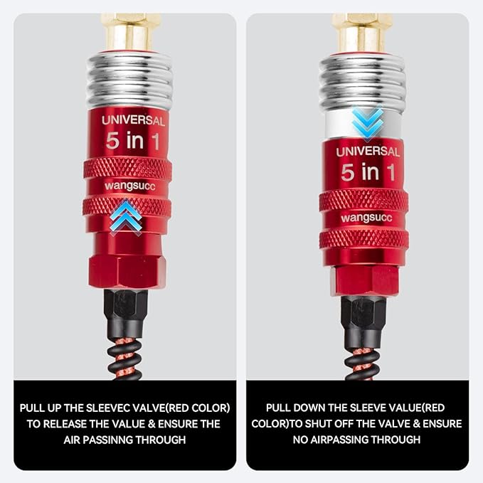 5 In 1 Universal Quick Industrial Connect Coupler Air Hose Fittings 1/4” Body Size 5-in-1 Quick Connect Air Fitting Air Compressor Accessories Fitting (1 PCS)