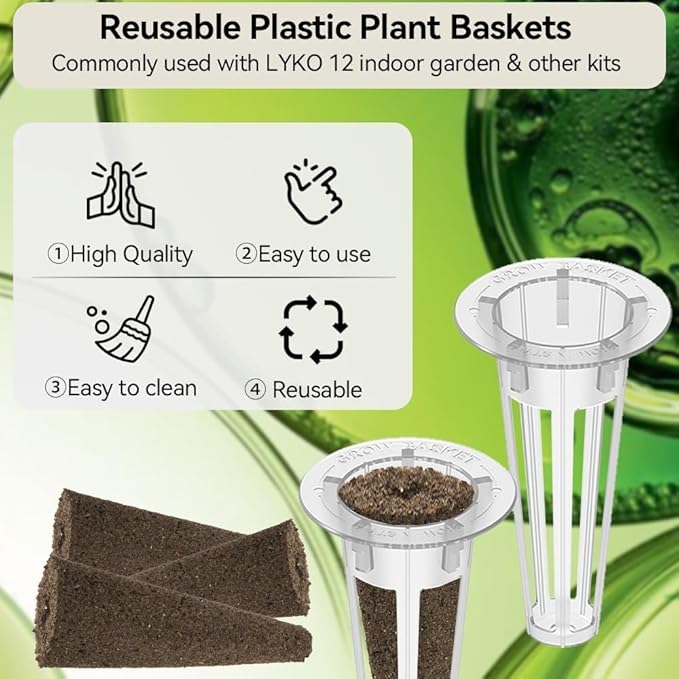 68pcs Hydroponic Pods Kit for Aerogarden, Indoor Garden Hydroponics Growing System - Compatible with All Brands (30 Grow Sponges, 12 Grow Baskets, 12 Grow Domes, 12 Pod Labels, 1 A&B Plant Food)