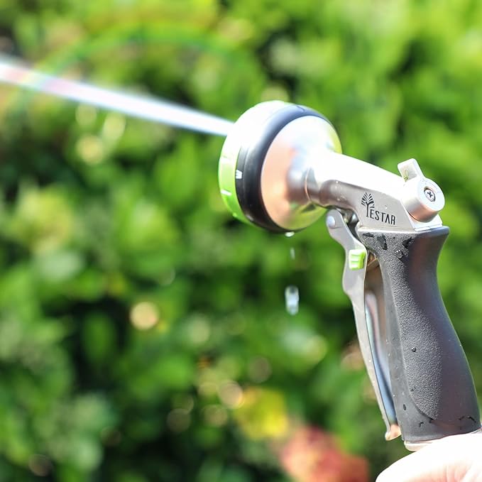 Garden Hose Nozzle,Metal Spray Nozzles with 8 Adjustable Watering Patterns,Heavy Duty Labor-Saving Design Water Hose Nozzle with Flow Control For Outdoors Lawn Watering Car Washing
