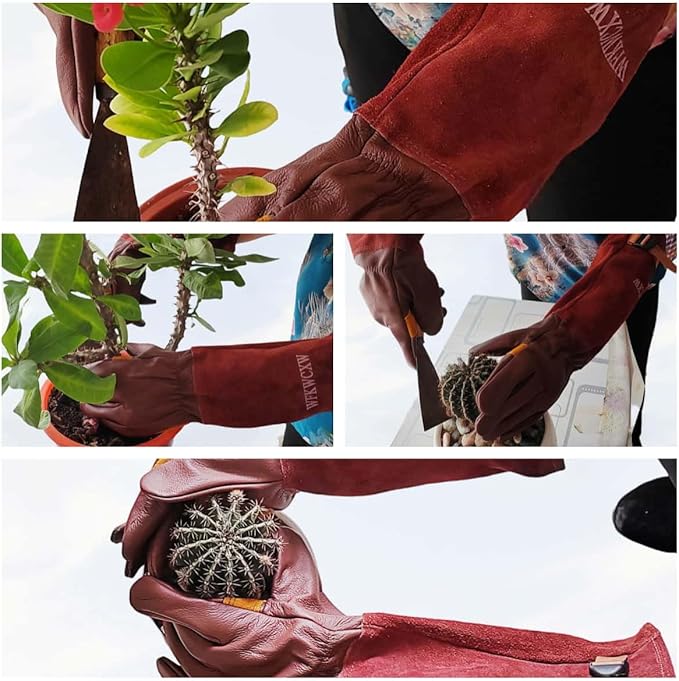 Gardening Gloves for Women/Men,Rose Pruning Long Leather Garden Gloves Thorn Proof