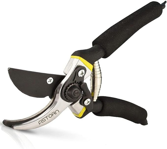 Astorn 8" Premium Bypass Pruning Shears for Gardening - Heavy Duty, Ultra Sharp Garden Shears w/Ergonomic Soft Grip Handle - Made with High-Grade Carbon Steel - Ideal for Cutting, Gardening & Trimming