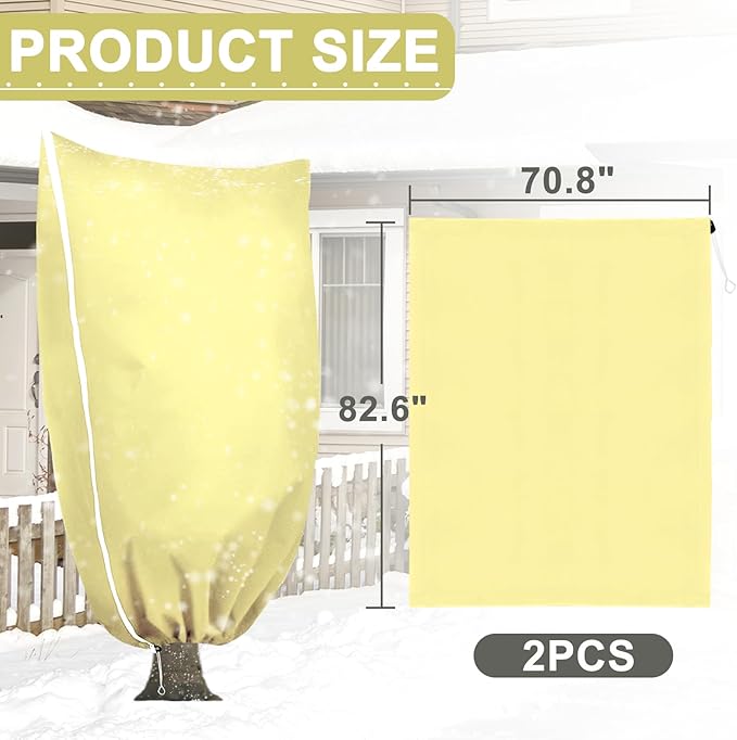 DQS 2 Pack Plant Covers Freeze Protection, 70.8" x82.6" Winter Frost Protection Blankets Frost Cloth,Suitable for Outdoor Winter Frost, Cold Weather, shrubs, Trees, Jackets, and coverings