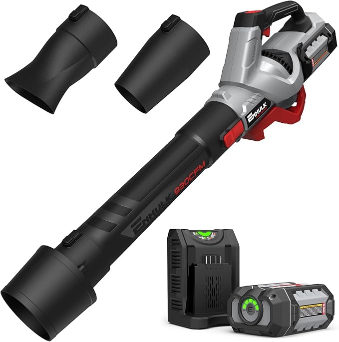 58V 930CFM Max Leaf Blower Cordless, Brushless Motor, Cruise Control, Turbo Variable-Speeds, CoolBlast Tech, 5.0AH Battery and Charger Included