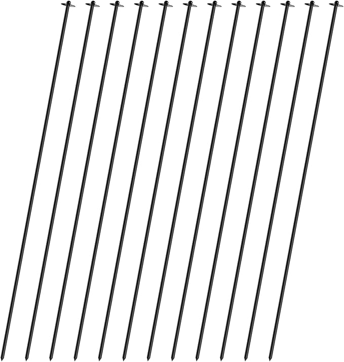 72 Inch Garden Stake Netting Support, Black Heavy Duty Powder Coated Steel Frame for Garden Fencing, Plant & Crop Protection from Wildlife (6 Sets)