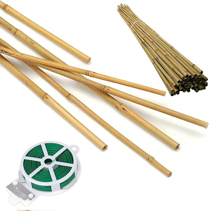 50 Pack 4ft Bamboo Plant Stakes for Wood Garden Sticks,Wooden Plant Supports,Bamboos,Bamboo Trellis,Crafts, More Size Choices 8"/12"/16"//2'/3'/4'/5'/6'