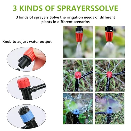 200-Foot Professional Drip Irrigation System Kit - Greenhouse & Patio Micro Watering Solution with Adjustable Nozzles & Quick-Connect Fittings, Dual-Size Tubing (1/4" & 1/2")