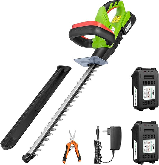 VIVOSUN 20" Cordless Hedge Trimmer, 20V Electric Bush Trimmer, 1400 RPM Shrub Trimmer, Dual-Action Laser Blade, 3/5" Cutting Capacity, Lightweight & Compact, 2Pcs Batteries and Fast Charger Included