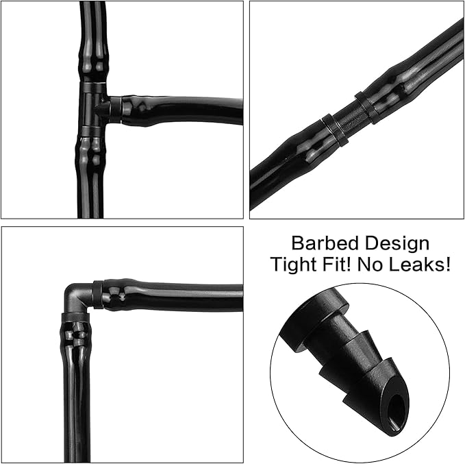 1/4 Inch Drip Irrigation Fittings Kit, 130 Pieces Drip Irrigation Parts for 1/4" Irrigation Tubing for Garden Lawn, Drip Line Barbed Connectors - 60 Couplings, 40 Tees, 20 Elbows, 10 End Plugs