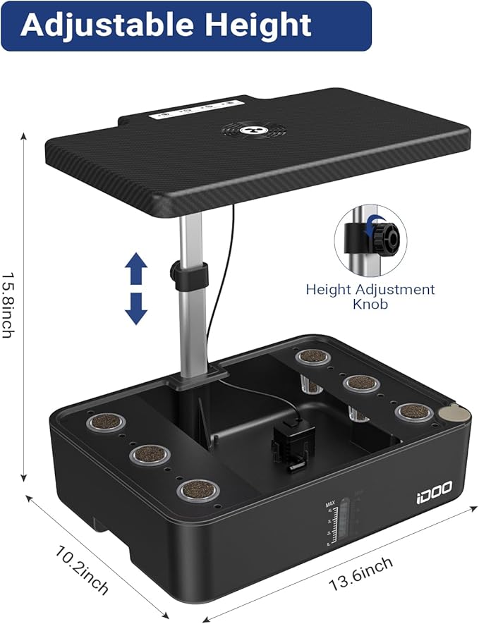 iDOO Hydroponics Growing System Kit 12Pods, Indoor Herb Garden System, with LED Grow Light, Built-in Fan, Auto-Timer, Adjustable Height Up to 11.3", for Home School, for Women Mom