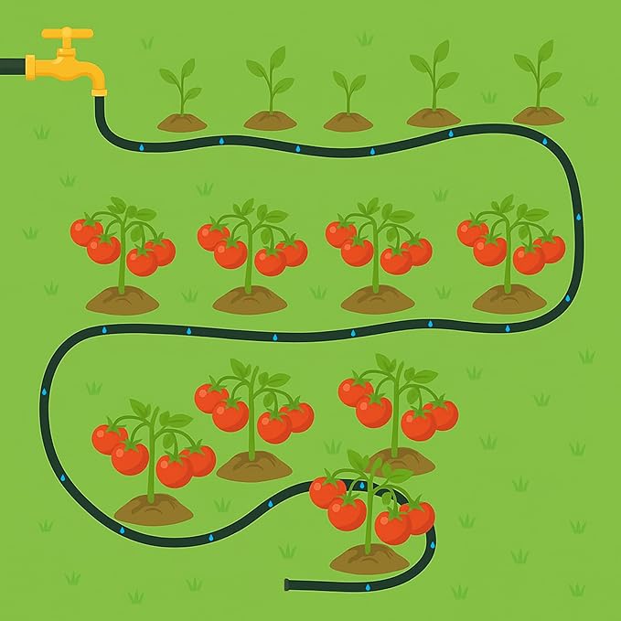 MIXC 1/4" Irrigation Dripline Tubing (100 Ft Roll) with 6" Emitter Spacing - 1/4" Drip Irrigation Fittings Included (Black)