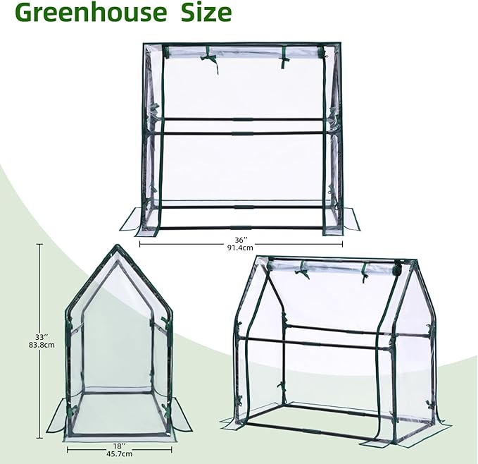 Mini Greenhouse for Indoor Outdoor: Ohuhu Tabletop Portable Green House with Waterproof Pad for Small Plants Nursery Germination, 36"x18"x33" Heavy-Duty Cover Tent Humidity Dome Seedling Accessory