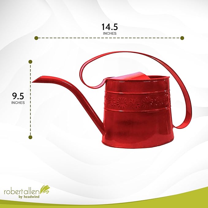Headwind Willow Cayenne Red 0.5 Gallon Galvanized Decorative Metal Garden Watering Can for Indoor & Outdoor Plant Care โ Vintage Gardening Plant Watering Can by Robert Allen