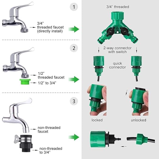 Drip Irrigation System, 164FT/50m Garden Irrigation System 1/4, Blank Distribution Tubing Watering Drip Kit Automatic Irrigation Equipment for Garden Greenhouse, Patio, Lawn