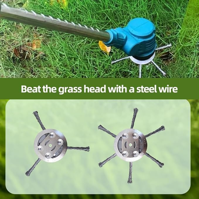 6 Inch Steel Wire Weed Brush Cutter Trimmer Head, New Universal Steel Wire Grass Trimmer Head, Used for Electric Cordless String Trimmer, Weed Wrecker (6 Blade)