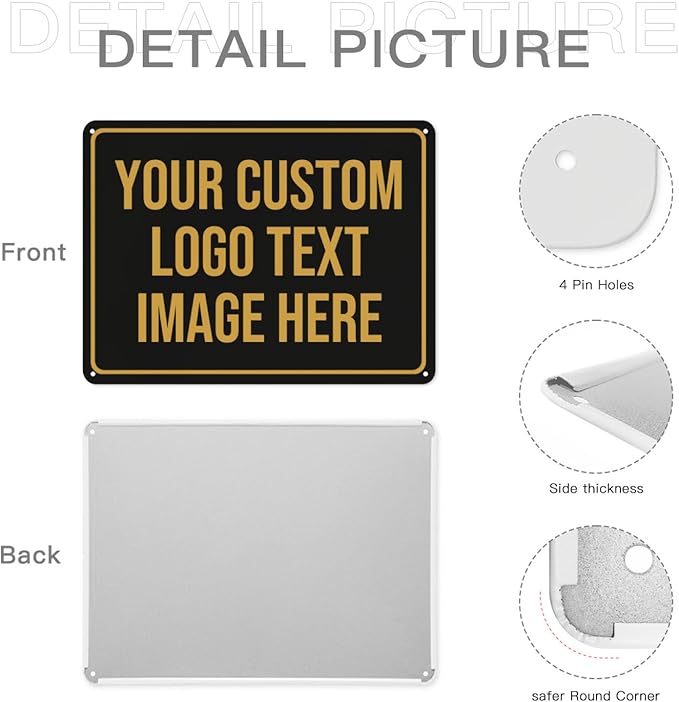 Custom Metal Sign - Personalized With Text, Photo, Logo - Indoor/Outdoor Use - 12"x16"