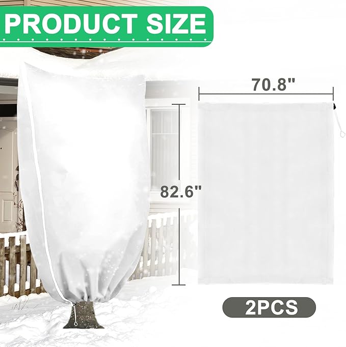 DQS 2 Pack Plant Covers Freeze Protection, 70.8" x82.6" Winter Frost Protection Blankets Frost Cloth,Suitable for Outdoor Winter Frost, Cold Weather, shrubs, Trees, Jackets, and coverings