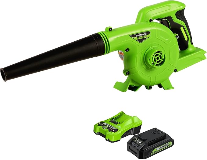 Greenworks 24V (90 MPH / 180 CFM / 150+ Compatible Tools) Cordless Shop Blower, 2.0Ah Battery and Charger Included