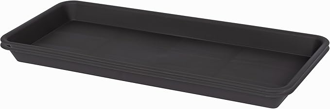 2 Pack of Plastic Plant Tray Saucer Rectangular 14 inch, Plant Trays Saucers for Indoors Outdoor, Plant Water Drip Tray for Flower Pot Planter, Windowsill Plant Tray (6.8 X 14.5'', Brown)