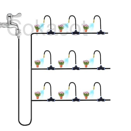 49.21Ft Drip Irrigation System, 360° Bendable Drip Irrigation Kit Automatic Irrigation System for Garden, Adjustable Garden Watering Misting System for Greenhouse, Yard, Lawn, Plant