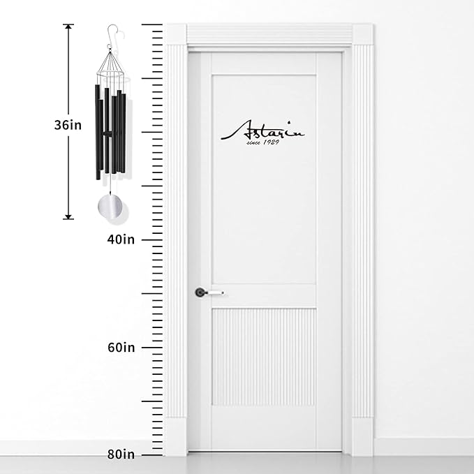 ASTARIN Wind Chimes Outdoor Large Deep Tone,36 Inch Large Chimes for Outside Tuned Relaxing Soothing Low Bass,Memorial Windchimes Sympathy for Mom Dad,Black