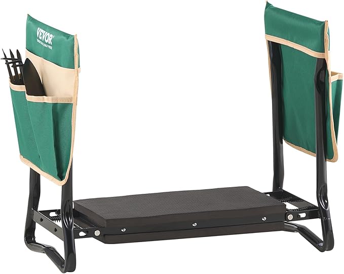 VEVOR Folding Garden Kneeler and Seat Heavy Duty, Widened 8" EVA Foam Pad, Portable Garden Stool with Tool Bags, Gardening Bench to Relieve Knee & Back Pain, Great Gifts for Seniors, Women, Parents