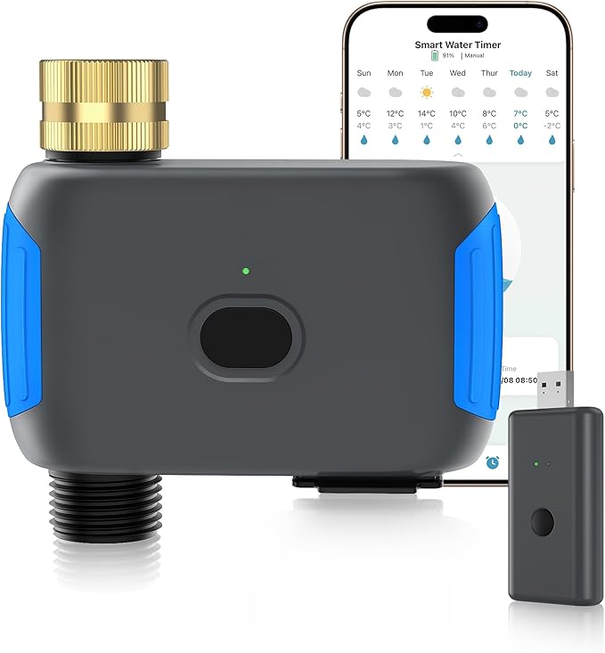 WiFi Sprinkler Timer, Smart Bluetooth Hose Timer, Programmable Automatic Irrigation System with Remote APP, Compatible with Alexa Google, Watering for Outdoor Garden Yard Lawn, 1 Outlet