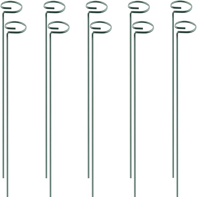 HiGift 10 Pack 24 inch Plant Stakes and Supports, Metal Flower Stakes for Potted Plant Indoor, Garden Stakes for Tall Plant Single Stem Flowers Amaryllis Tomatoes Peony Lily Rose (61 cm Long)