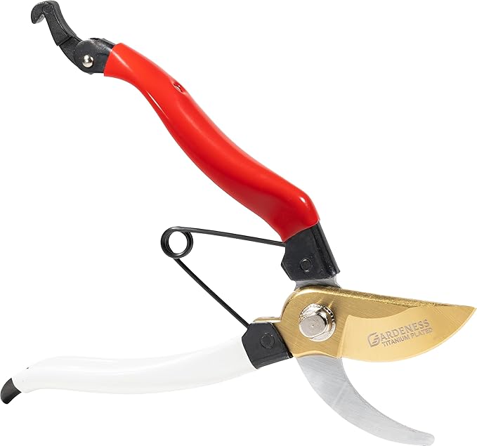 Gardeness Titanium Plating Japanese Pruning Shears, Professional Bypass Heavy Duty Garden Pruner Secateurs – Lightweight Easy Grip Branch Clippers Hand Pruners for Gardening, Trimming, Harvesting.