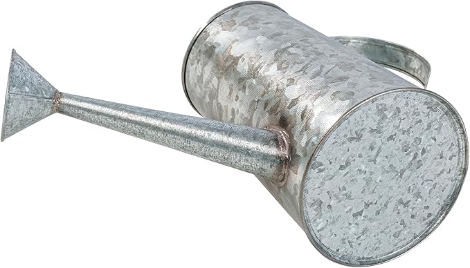 MyGift 5 Inch Small Rustic Galvanized Metal Decorative Vases in Vintage Style Watering Can Design for Dried Flowers and Artificial Plants, Set of 2 - Handcrafted in India