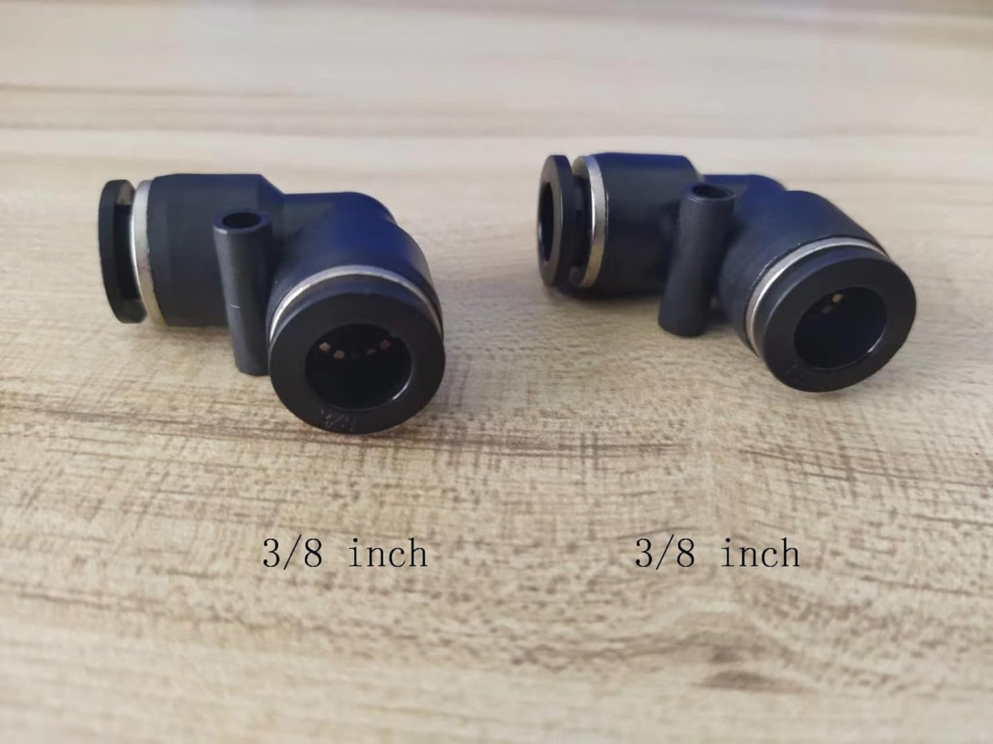 3/8" Push Elbow Union, 10 Pack, Black, Plastic & Stainless Steel, Air Fitting, Push-to-Connect Tube Fittings