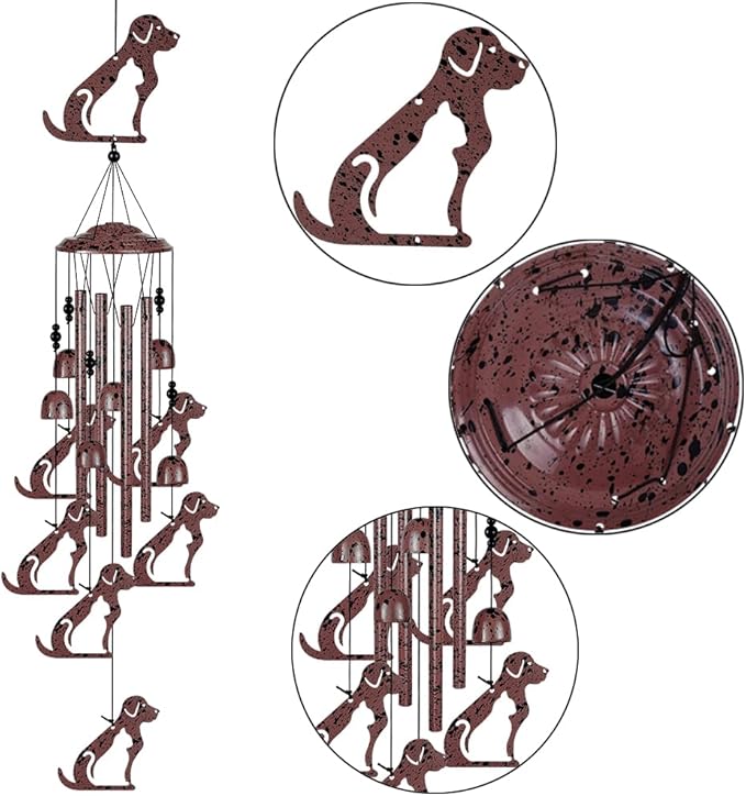 Garden Dog Wind Chimes Decoration, Blessing Wind Bells, Outdoor Wind Chime, Mobile Wind Catcher, Memorial Wind Chime, Dog Decor, 7 Puppys Windchimes Gifts for Mom, Home, Balcony, Tree, Festival Decor