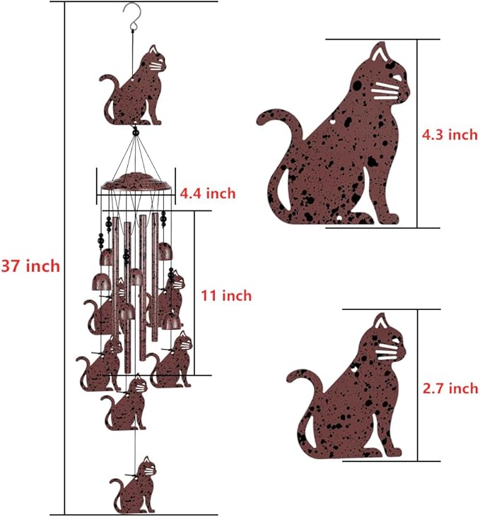 Cats Wind Chimes Outdoor/Indoor Decoration -Hand-Made Cats Wind Catcher, Music Wind Chimes, Cat Chimes, Blessing Wind Chime, Mobile Cat Wind Bells Gifts for Mom,Home,Balcony,Tree,Festival,Garden Decor