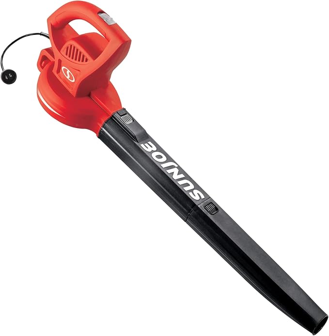 Sun Joe Corded Electric Leaf Blower Machine, 155 MPH, 260 CFM, 6-Amp Motor, Red - Portable and Lightweight Gardening Equipment for Yard Care and Lawn Maintenance, SBJ597E-RED