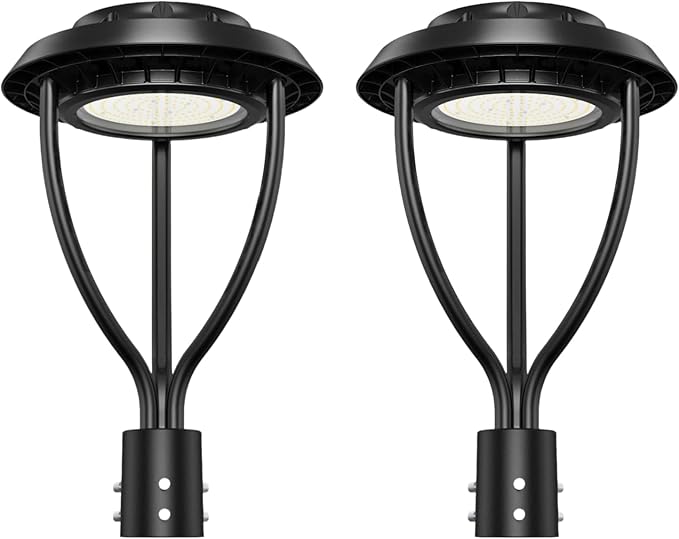 Outdoor LED Post Top Light (5000K-with Built-in Sensor, 60 Watt-2Pack)