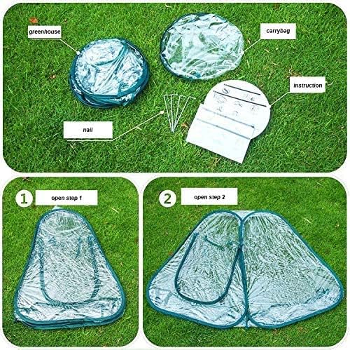 Porayhut Pop Up Greenhouse Cover,Pack of 3 Pcs,Flower House Mini Gardening Plant Flower Sunshine Room Room,Backyard PVC Greenhouse Cover for Cold Frost Protector Gardening Plants