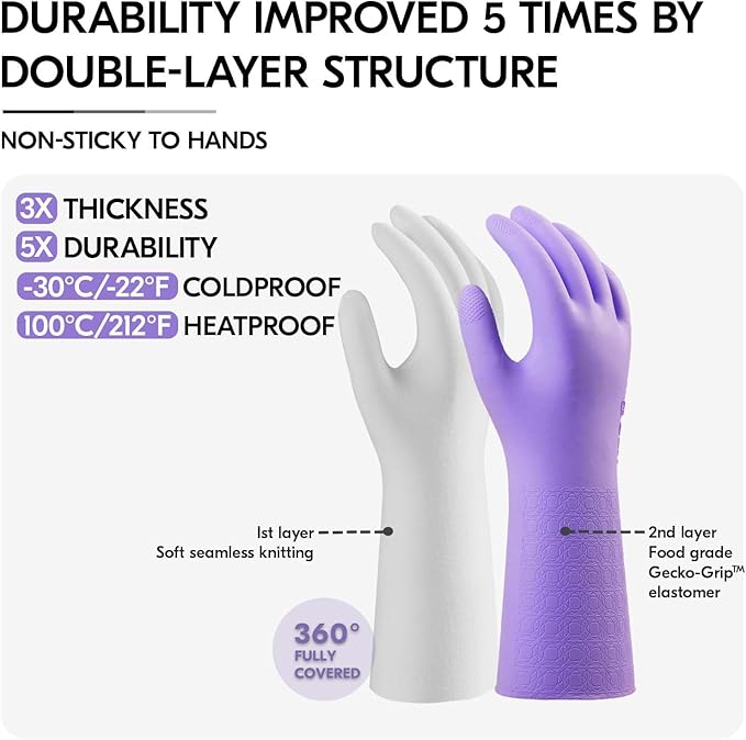 Vgo... Extra Long Gardening Gloves,Double-layer,Waterproof,Slip-Resistant,Chemical-Resistant Glove for Gardening,Outdoor Work(TP1117)