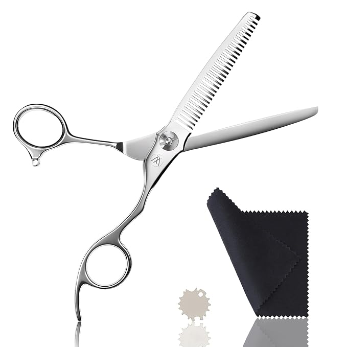 Sirabe Professional Hair Thinning Shears, 6.5" Extremely Sharp Blades for Thinning Hair with Gift Case, Barber Hair Cutting Texturizing Teeth Scissors for Salon Home Hairdressing, Men and Women