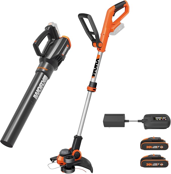 WORX 20V 12‘’ Cordless String Trimmer and 20V 360 MPH Cordless Leaf Blower Combo Kit