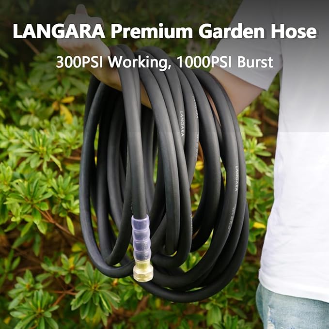 Heavy Duty Premium Garden Hose 125ft x 5/8", 300PSI Working, 1000PSI Burst, Water Hose with Transparent Swivel Handle - Hot/Cold Water - Five Layered Braiding for Durability