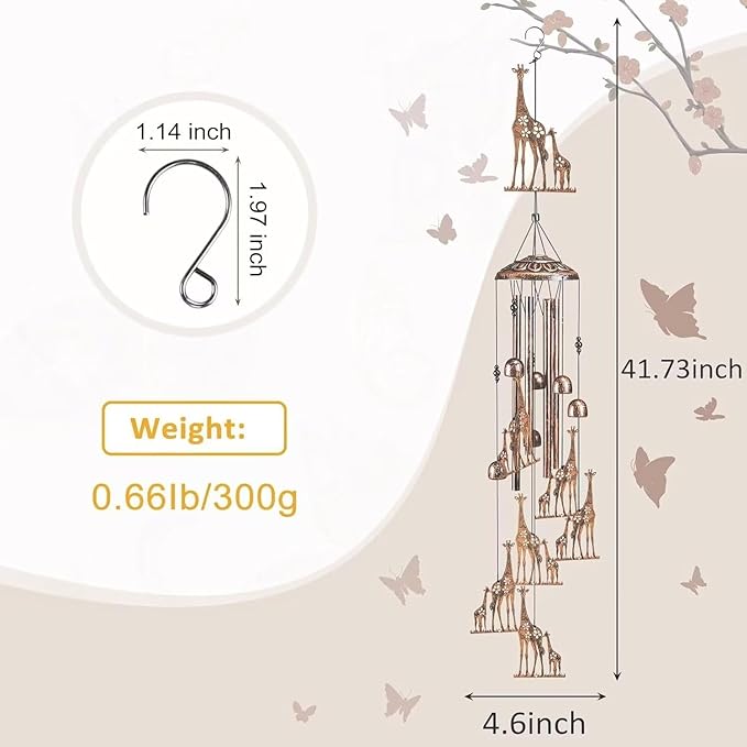 Giraffe Wind Chimes for Outside,Gardening Gifts for Giraffe Lover,Women,Men,Mom,Birthday Party Decorations,Memorial Gifts,Wind Chimes Outdoors,Indoors,Room,Home,Wall,Garden,Patio,Yard Decor