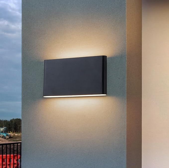 Modern Outdoor Wall Sconce Black LED Outdoor Wall Light Fixtures 5.5" Up and Down Exterior Lighting Fixtures for House Porch Front Door Garage Yard Patio