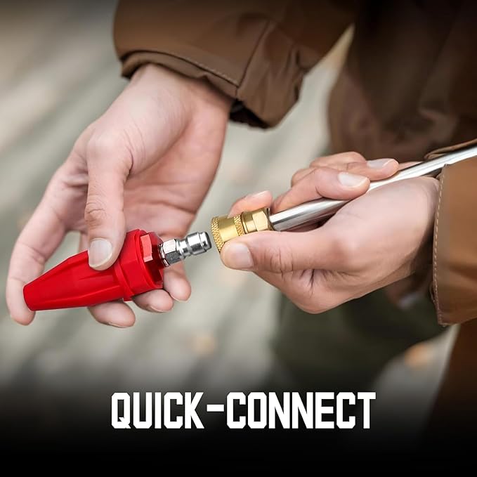 PowerSmart 2800 PSI Electric Pressure Washer with 2.0 GPM, 8" Wheels, 5 Nozzles & 1.5L Foam Tank for Patio, Car, Driveway, Fence and Home Cleaning