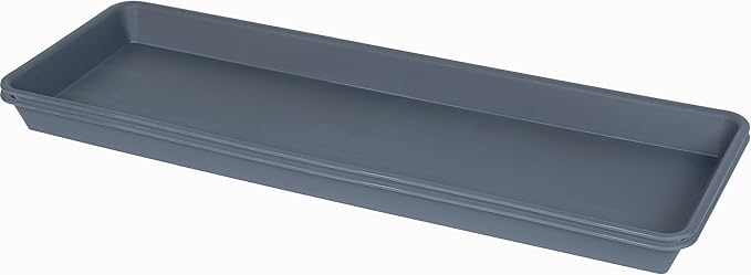 2 Pack of Plastic Plant Tray Saucer Rectangular, Plant Trays Saucers for Indoors Outdoor, Plant Water Drip Tray for Flower Pot Planter, Windowsill Plant Tray (6.5 X 13 Inch, Gray)