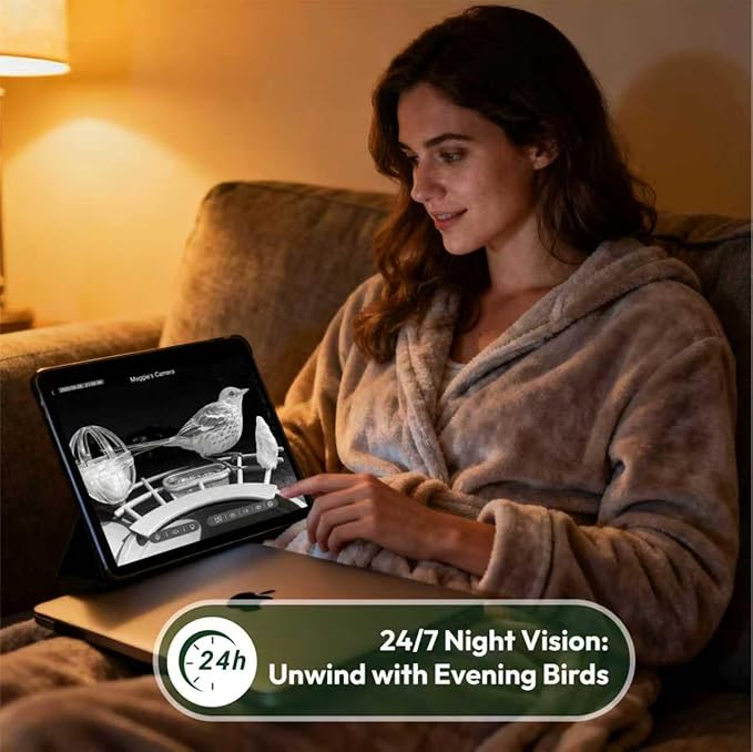 Smart Bird Feeder with Camera, 2K HD, Auto AI Identify 10000+ Birds, Solar-Powered, Night Vision, Real-Time Alerts, Family/Friend Sharing, Gift for Family and Bird Lovers