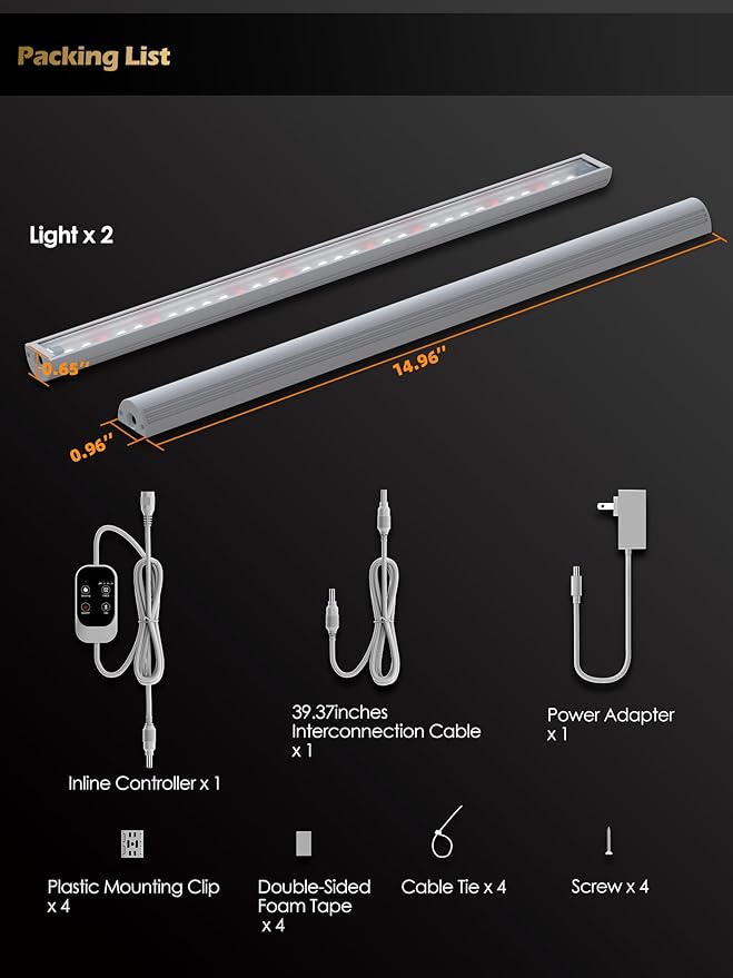 Smart Grow Light for Indoor Plants,3500K Full Spectrum LED Plant Light Strips with 3/9/12H Auto Timer,Stepless Dimming,Modular Design,Plug and Play (White, 2 Pack 16W)